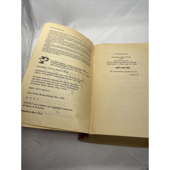 War and Remembrance Military Vintage Paperback Book Herman Wouk Pocket Book - Picture 8 of 12